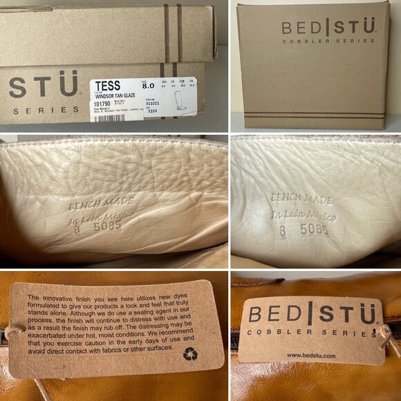 BED STU Tess Distressed Tan Leather Tall Riding Boots BEDSTU Size 8 - Picture 16 of 16